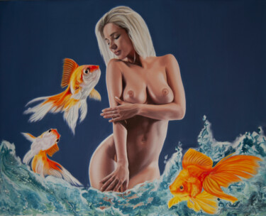 Painting titled "Lets talk" by Simona Tsvetkova, Original Artwork, Oil Mounted on Wood Stretcher frame