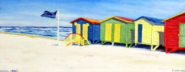 Surfing Today? Pintura titulada "Surfing Today?" por Elizabeth Sadler, Obra de arte original, Oleo Montado en Bastidor de camilla de madera