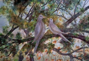绘画 标题为“Amour des oiseaux” 由Alberto Thirion, 原创艺术品, 水彩