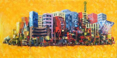 Schilderij getiteld "Johannesburg City C…" door Mbongeni, Origineel Kunstwerk, Acryl