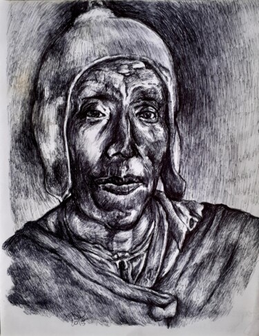 Dessin intitulée "Indigène 2" par Vera Di Bianca, Œuvre d'art originale, Stylo gel
