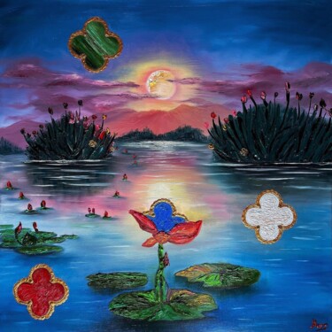 "Flowering Gems" Van Cleef & Arpels Surrealism Landscape Malerei mit dem Titel ""Flowering Gems" Va…" von Maria Vasileva, Original-Kunstwerk, Öl