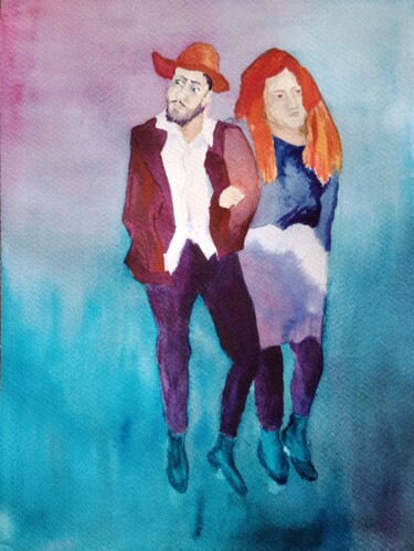 Рисунок под названием "promenade" - Liudmila Rabinovich, Подлинное произведение искусства, Акварель