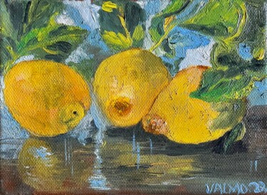 Malerei mit dem Titel "CITRONS" von Valérie Morin, Original-Kunstwerk, Öl