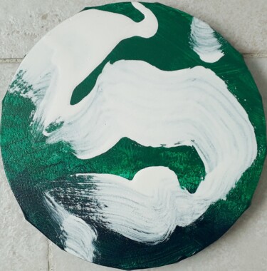 Painting titled "Émeraude" by Marie Edmée Séguin, Original Artwork, Acrylic Mounted on Wood Stretcher frame