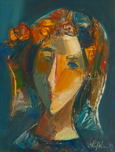 Abstract portrait (24x30cm, oil/canvas, abstract portrait) 绘画 标题为“Abstract portrait (…” 由Mateos Sargsyan, 原创艺术品, 油 安装在木质担架架上