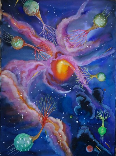 Peinture intitulée "ATTRACTION" par Isabelle Zwang, Œuvre d'art originale, Aquarelle
