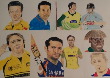 SANGRAM'S FAMOUS SACHIN TENDULKAR ARTWORK 绘画 标题为“SANGRAM'S FAMOUS SA…” 由Sangram Bubun, 原创艺术品, 铅笔