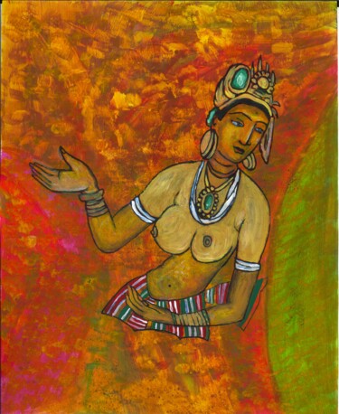 Sigiriya frescoes 제목이 "Sigiriya frescoes"인 미술작품 Ranil Sugathapala로, 원작, 아크릴