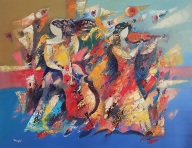 Abstract jazz (90x70cm, oil/canvas, abstract art) 绘画 标题为“Abstract jazz (90x7…” 由Hayk Miqayelyan, 原创艺术品, 油 安装在木质担架架上