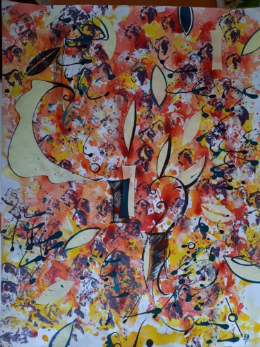 Jaune, rouge et bleu outremer 绘画 标题为“Jaune, rouge et ble…” 由Diane Medus, 原创艺术品, 墨