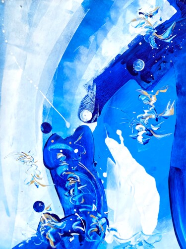 Painting titled "ICE LOVERS" by Delphine Bernard, Original Artwork, Acrylic Mounted on Wood Panel