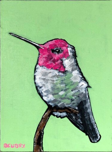 Peinture intitulée "Colibri d'Anna" par Gurvan Beubry, Œuvre d'art originale, Acrylique