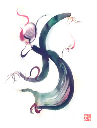 绘画 标题为“Peacock dancer” 由林陳 忠勳 (LinChen,Chung-Hsun), 原创艺术品, 墨