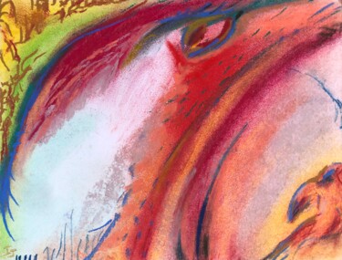 Malerei mit dem Titel "Double regards" von Isabelle Jourdant, Original-Kunstwerk, Pastell