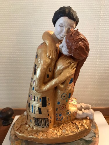 雕塑 标题为“Le baiser de Klimt” 由Colette Chassine, 原创艺术品, 兵马俑