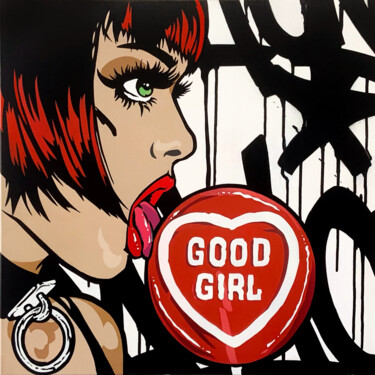 绘画 标题为“GoodGirl” 由Mach-One, 原创艺术品, 喷漆 安装在木质担架架上