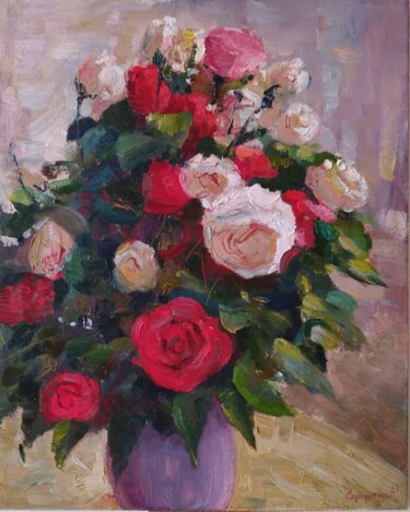Букет роз Pittura intitolato "Букет роз" da Evgenii Seroshtan, Opera d'arte originale, Olio