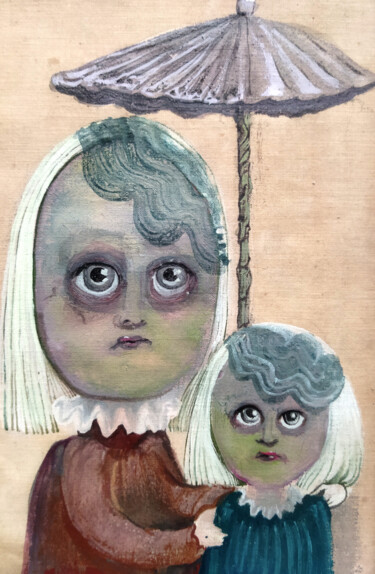 Painting titled "Mère et fille" by Grotsk, Original Artwork, Acrylic