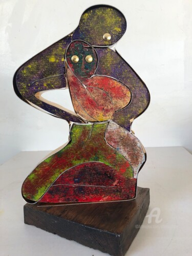 Sculptuur getiteld "CORPS EN FUSION 2" door Étienne Dupé, Origineel Kunstwerk, Hout