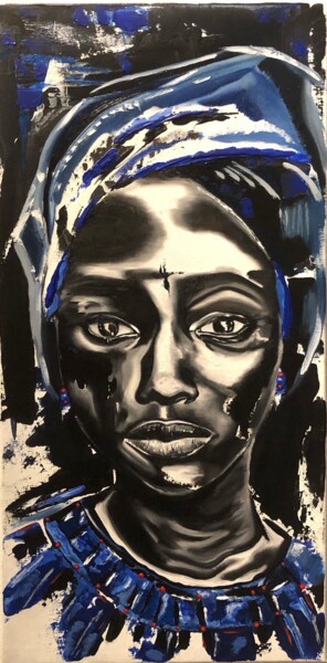 Pittura intitolato "DES BLEUS A L'AME" da Julie Coudret Carrasco, Opera d'arte originale, Olio Montato su Telaio per barella…