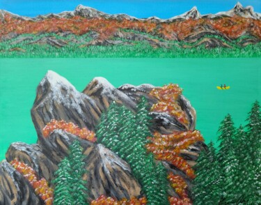 Painting titled "Lake Tour in Late A…" by Yongqiang Xu, Original Artwork, Acrylic