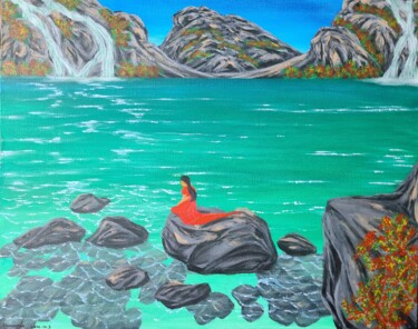 Painting titled "On the water side" by Yongqiang Xu, Original Artwork, Acrylic