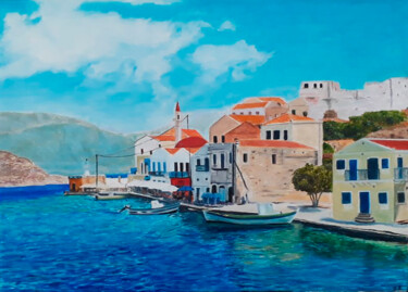 「Greek islands」というタイトルの絵画 Elena Petrovaによって, オリジナルのアートワーク, オイル