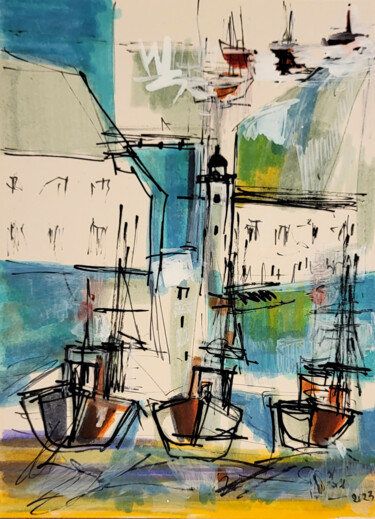 绘画 标题为“Couleurs à bâtir VII” 由Muriel Cayet, 原创艺术品, 标记
