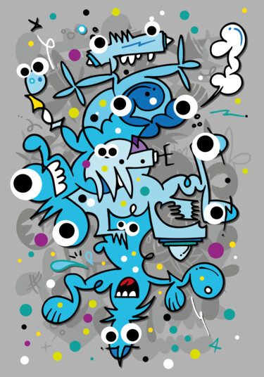 Blue Jelly #1 绘画 标题为“Blue Jelly #1” 由Koen Haarbosch, 原创艺术品, 喷漆