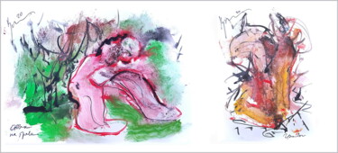 resting on the grass picking mushrooms 数字艺术 标题为“resting on the gras…” 由Дима Dima Вильмс Wilms (Рок-Живописец Rock-Painter), 原创艺术品, 水彩