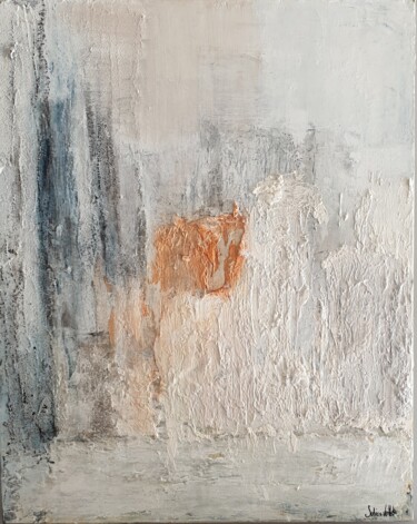 Painting titled "Le carré orange" by Sabine Veillet, Original Artwork, Acrylic Mounted on Wood Stretcher frame