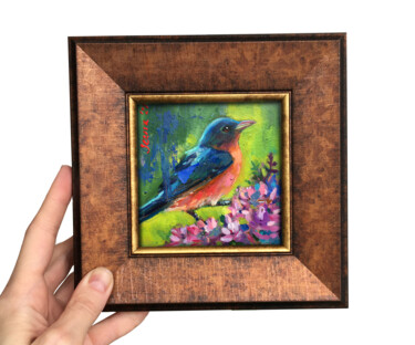 绘画 标题为“FRAMED BIRD PAINTIN…” 由Valerie Serova, 原创艺术品, 油
