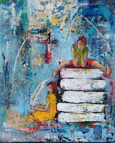 Lecture Peinture intitulée "Lecture" par Bea Madelenat, Œuvre d'art originale, Acrylique