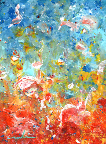 绘画 标题为“Fly With Me 13” 由Miki De Goodaboom, 原创艺术品, 丙烯 安装在纸板上