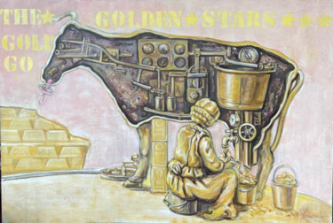 绘画 标题为“The Golden Cow” 由Daniela Trandafir, 原创艺术品, 丙烯