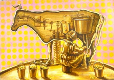 绘画 标题为“The Golden Cow 2” 由Daniela Trandafir, 原创艺术品, 丙烯