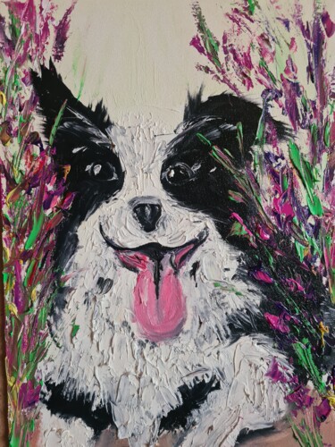 Peinture intitulée "Border collie" par Ivelina Hrytsylo, Œuvre d'art originale, Huile