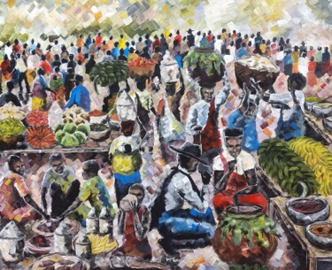 UMUGANURA (Harvest festival) 绘画 标题为“UMUGANURA (Harvest…” 由Noah Bugingo, 原创艺术品, 丙烯 安装在木质担架架上
