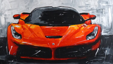 Red Ferrari 绘画 标题为“Red Ferrari” 由Stach, 原创艺术品, 丙烯 安装在木质担架架上