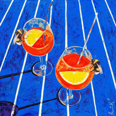 Ζωγραφική με τίτλο "Ecolo spritz" από Ak La Rousse, Αυθεντικά έργα τέχνης, Ακρυλικό Τοποθετήθηκε στο Ξύλινο φορείο σκελετό