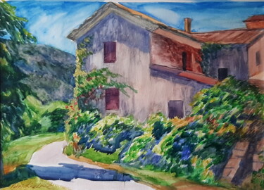 제목이 "La maison rose"인 미술작품 Iurii Kozliuk로, 원작, 수채화 플렉시글라스에 장착됨