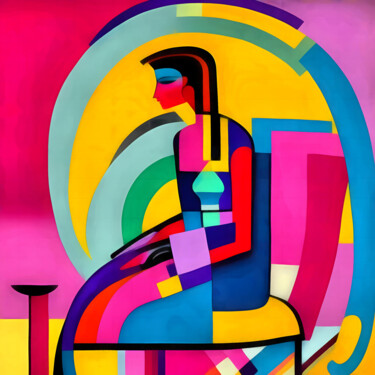 Digital Arts titled "Pharaonique Portrait" by Bachir Reddioui, Original Artwork, Digital Painting