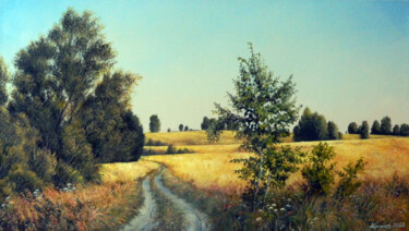 Painting titled "Нивы золотистые" by Anatolii Ergunov, Original Artwork, Oil