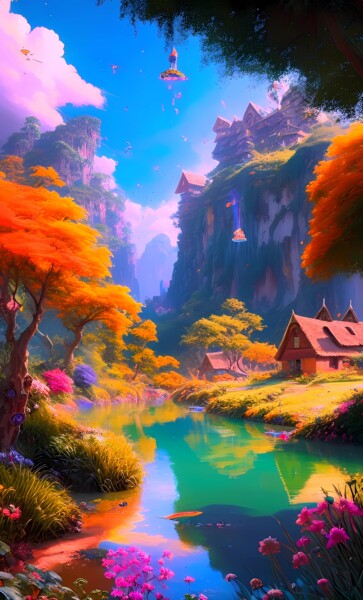 Digital Arts titled "beautiful valley 2" by Mahesh Tolani, Original Artwork, Digital Painting