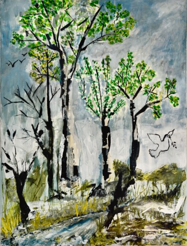 Painting titled "Paix des bois" by Georges Lievre, Original Artwork, Acrylic