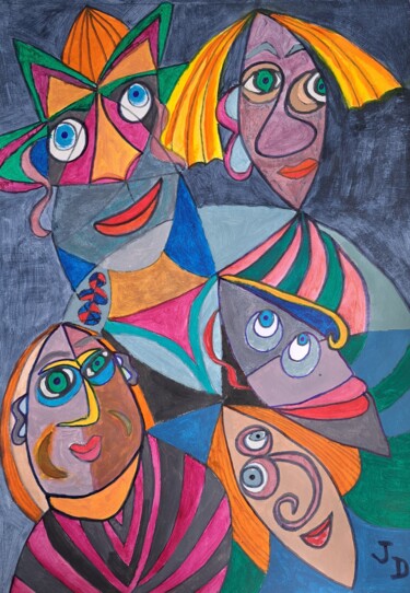 Peinture intitulée "Les Bons Amis" par Jacques Desvaux (JD), Œuvre d'art originale, Acrylique