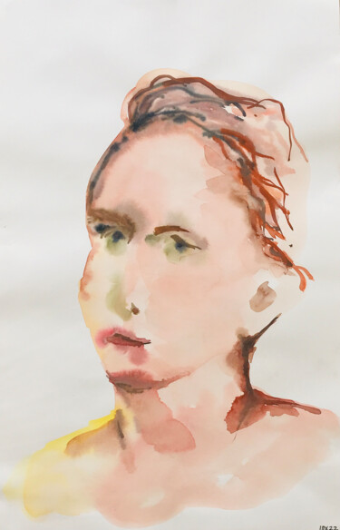 Peinture intitulée "Portrait féminin_1" par Pierre Charpentier, Œuvre d'art originale, Aquarelle