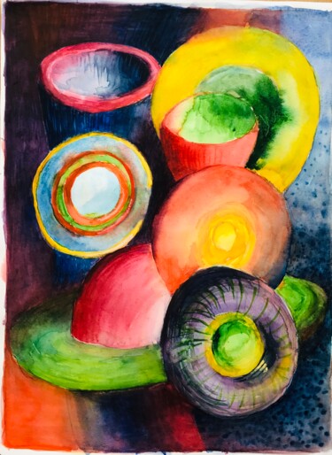 Peinture intitulée "Courbes_#1" par Pierre Charpentier, Œuvre d'art originale, Aquarelle