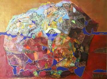 Peinture intitulée "ILE D'OR" par Mariekverbois, Œuvre d'art originale, Acrylique Monté sur Châssis en bois